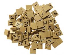 Generic Scrabble-Holzspielsteine, lackierte Steine, für Gesellschaftsspiele/ Bastelarbeiten/ Schmuckherstellung, 100 Stück