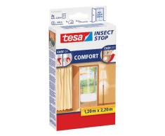 tesa Insect Stop COMFORT Fliegengitter für Türen - Insektenschutz Tür mit Klettband - Fliegen Netz ohne Bohren - Weiß ( 2 x 65 cm )120 cm x 220 cm