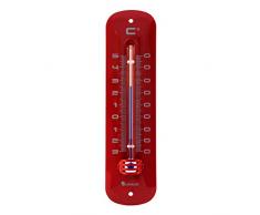 Lantelme Gartenthermometer Metall 19 cm analog Thermometer auch für Innen Außen Garten und Balkon (Rot)