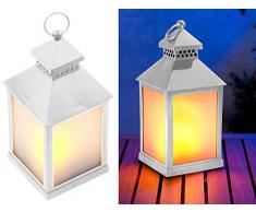 Lunartec Leuchten: LED-Laterne mit realistischem Flammenspiel und Timer, weiß (Laterne mit LED Licht)