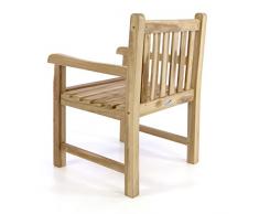 Divero GL05056_AZ Gartenstuhl Gartensessel Landhaus Teak Holz unbehandelt rustikal massiv stilvoll, Braun