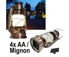 ChiliTec LED Camping Laterne Garten-Laterne Retro Design I Dimmbar Batteriebetrieb 4x AA Mignon 23,5cm Bügel Warmweiß