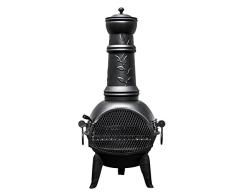 Buschbeck Feuerstelle, Gartenkamin Leaf, schwarz, 48 x 48 x 136 cm, 90109.000