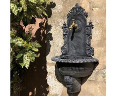 Brunnen für den Außenbereich, Garten, Wand, Gusseisen, 75 cm x 44 cm, Grau