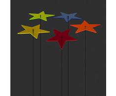 SUNPLAY Sonnenfänger "Sterne Lisa" im FARBMIX, 5 Stück zu je 10 cm Durchmesser im Set + 35 cm Schwingstäbe
