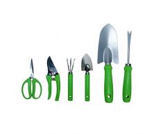 Monsterzeug 6-teiliges Gartenset, Gartentasche für Frauen, Gartengeräte in Baumwolltasche, Garten Werkzeug, Zubehör, Gartenschere, Baumschere, Harke, Pflanzenkelle, Unkrautstab, Tragetasche Pink, Grün