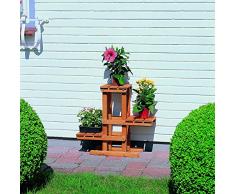 Beauty.Scouts Outdoor Dino Collection Blumenpodest Mats Kiefer, honigbraun, 60x24x56cm, Pflanzenpodest, Blumendeko, Garten, Blumendekoration, Kräuterpodest, Holzpodest, Blumenholzpodest