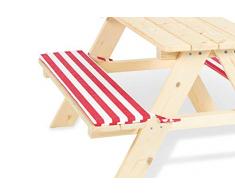 Pinolino Polsterauflagen für Nicki für 4, Set mit 2 Stück, Bezug bei 30 °C waschbar, empfohlen ab 2 Jahren, Dessin Streifen rot/weiß