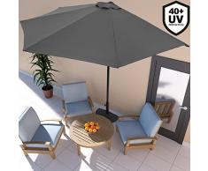Deuba Sonnenschirm I Ø 2,7m I mit Kurbel I halbrund I UV-Schutz 40+ I wasserabweisend I anthrazit - Terrassen Sonnenschirm Balkonsonnenschirm Terrassenschirm Balkonschirm