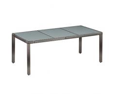 vidaXL Gartenmöbel 17-TLG. Poly Rattan Glas Grau Sitzgruppe Gartengarnitur