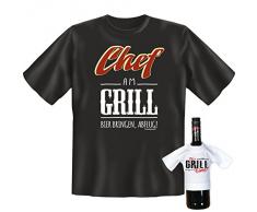 Griller Shirt - Chef am GRILL! - mit Mini-Hemd für die Flasche