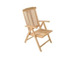 Garten-Hochlehner Aruba, Garten-Stuhl aus Teak-Holz, Garten-Möbel Terrassen-Stuhl, Sitzgelegenheit mit Armlehnen, Balkon-Stuhl für Balkon Terrasse Garten, 5-fach verstellbar und klappbar, Klappstuhl mit Armlehnen aus Massiv-Holz