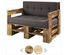 sunnypillow palettenmöbel Europaletten Indoor und Outdoor Lounge gartenmöbel Holz gartenmöbel Set Lounge möbel Terrasse Balkon loft Stil Paletten Palette geflammte Sofa 120 x 80 cm Höhe : 30 cm