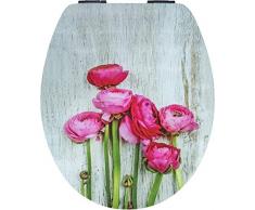 Cornat WC-Sitz Blumengruß - Ansprechendes Design - Hochwertiger Holzkern - Absenkautomatik & Schnellbefestigung - Komfortables Sitzgefühl / Toilettensitz / Klodeckel / KSDSC351