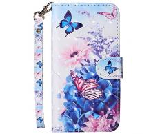 Hpory Kompatibel mit Nokia 5 2017 Hülle, Nokia 5 Handyhülle Foto Muster PU Leder mit Handschlaufe Strap Standfunktion Geldbörse Wallet Case Flip Cover Etui Schutzhülle Ledertasche - Blumenstrauß