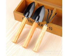 Good01 Mini Gartenwerkzeuge mit Holzgriff, klein, Schaufel / Rechen / Spaten, Mini-Gartenwerkzeuge, 3 Pcs/Set