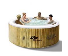 COSTWAY Whirlpool Aufblasbar, Massage Spa Pool √Heizfunktion √4 Personen √In-Outdoor √Komplettset √Ø180cm √rund (Beige)