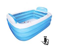 Rechteckiger Planschbecken für Kinder, langlebig, für den Haushalt, Sommer, Kinder, Familie, Bad, Schwimmen, aufblasbares Planschbecken 150x105x55cm