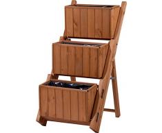 dobar 29251e Ausklappbare Pflanztreppe für individuelle Gestaltung, Blumentreppe mit 3 separaten Pflanzkästen inkl. Pflanzfolie, 41 x 55 x 85 cm, braun, Kiefer