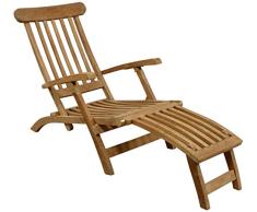 Holzliegestuhl massives Teakholz Deckchair Liegestuhl Gartenliege Holzliege Teak