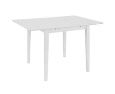 mewmewcat Ausziehbarer Esstisch Küchen-Tisch Balkon-Tisch Garten-Tisch Ausziehbarer Teak-Tisch Esstisch (80-120) x 80 x 74 cmWeiß