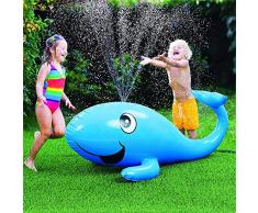 Opfury Blue Whale Sprinkler Toy Aufblasbares Wassersprinklerspielzeug Water Sprinkler Whale Splash Toy für Hinterhof Rasen Kids Yard Water Fun Strände Bad - 95 40 40cm