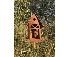 villa-lilla Edelrost Vogelhaus/Futterhaus/Metall Laterne in Edelrost als Deko/Gartendeko H 19 cm