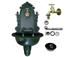 Wandbrunnen Graf von Gerlitzen Blumenampel Alu Bassena Wand Brunnen Kran Ablauf Grün (ANJA) MG1-FF-G