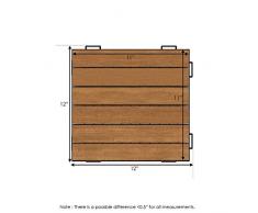 Furinno Tioman Outdoor Bodenbelag Holzfliesen Interlock 10PC / CTN, natur, 30,51 x 30,51 x 2 cm
