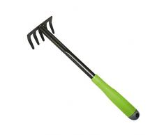 Xclou Kleinrechen in Schwarz/Gelb, pulverbeschichteter Rechen mit Silber-Hammerschlag, Blumenrechen formgerechter Handgriff, Gartenwerkzeug 5 Zinken, Blumenharke Anthrazit-Grau