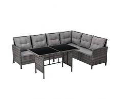SVITA Madison & Monroe Polyrattan Ecksofa Rattan-Lounge Esstisch Gartenmöbel-Set Sofa Garnitur Couch-Eck (Madison, Grau)