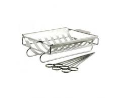 Grandhall Bratenkorb und Kebab Spieße Set Bratenkorb, silber