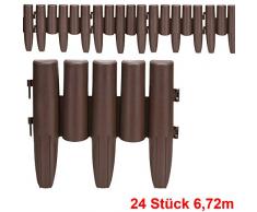 Deuba Rasenkante Beeteinfassung 6,72m Palisade Beetumrandung UV beständig Beeteinfassungen Rasenkanten Garten 24Stk.