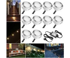 10er Set Led Bodeneinbauleuchten Aussen DC12V 1W Ø45mm IP67 Wasserdicht LED Terrassen Einbaustrahler Terrasse Küche Garten Einbauspots Warmes Weiß