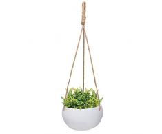 BELLE VOUS Blumentöpfe Hängend - Keramik Blumenampel zum Aufhängen Weiß 5kg Kapazität – Pflanzen Hängeampel mit Seil Innen&Außen, Balkon, Garten, Kräuter, Pflanzengefäße für Sukkulenten, Kakteen