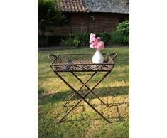 Manufaktur-Lichtbogen Klapptisch aus Metall mit Abnehmbaren Tablett - Garten Beistelltisch