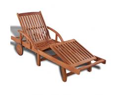 Tidyard Verstellbare Sonnenliege Holz Wetterfest mit 2 Rädern, Gartenliege Relaxliege Liegestuhl für Garten Terrasse Schwimmbad, Massivholz Akazie 200x68x30-83 cm