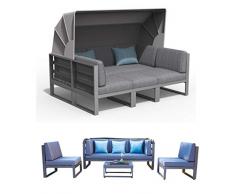Haberkorn-Garten ALU Lounge Set Besimi Liege Sitzgruppe Bank mit Dach total flexibel