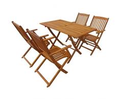 vidaXL Akazie Massiv Gartenmöbel 5-TLG. Gartengarnitur Gartenset Sitzgruppe