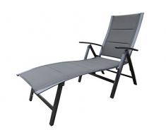 Pure Home & Garden Extra hohe Aluminium Gartenliege NOX Padded anthrazit, gepolstert, klappbar und mehrfach verstellbar