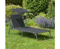 Ultranatura Aluminium Sonnenliege Nizza mit Dach, anthrazit, 193 x 67 x 32 cm