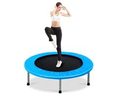 COSTWAY Mini Trampolin φ97cm, Fitness Trampolin faltbar, Kindertrampolin bis 100kg belastbar, Gartentrampolin, Indoor- und Outdoortrampolin für Erwachsene und Kinder (Hellblau)