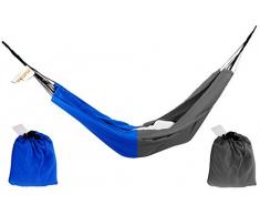 Hängematte 2 m aus feinem Stoff Leicht + Platzsparend Reisehängematte mit Beutel blau