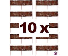 Floranica® Beeteinfassung, Weiden-Zaun, Steckzaun in 25 Größen, imprägniert mit Buchepflöcke für längere Haltbarkeit, Beet-Umrandung, Weg-Abgrenzung, Höhe:20 cm, Länge:10 STK. x 50 cm