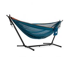 Vivere Mesh-Hängematte mit Gestell (250 cm) - Blau/Orange