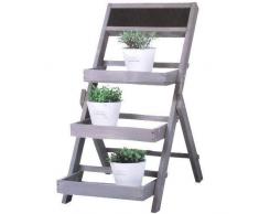 Blumenleiter Pflanzentreppe Blumenregal Blumentreppe Shabby Chic Landhaus (Grau)