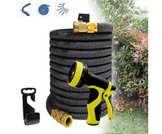Froadp Gartenschlauch 30m Flexischlauch Erweiterbar Wasserschlauch Brause Düse mit 9 Funktionen für Gartenbewässerung und Reinigung(100Ft, Schwarz)