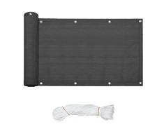 Aufun Balkon Sichtschutz 0,75 m x 6 m Balkonsichtschutz aus HDPE in 180 g/m², Anthrazit Balkonbespannung Wetterfest, Reißfest UV-Beständig Balkonverkleidung mit 24 Ösen, 24m Befestigungsschnur