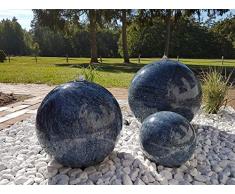 garten-wohnambiente Kugelbrunnen 28 cm Marmor blau Edelstahl Komplettset Kugel Wasserspiel