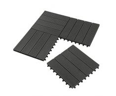 22er Set WPC Holz Fliese Terrassenfliesen klicksystem 30x30cm für Terrasse und Balkon Bodenfliese Klickfliese Bodenbelag 1m² Anthrazit in Holzoptik